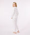 Pyjama femme en coton imprimé cœurs blanc MARSHMALLOW/blanc MULTICO