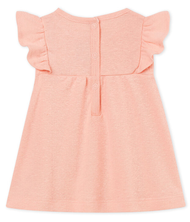 Blouse manches courtes b&eacute;b&eacute; fille en coton/lin rose