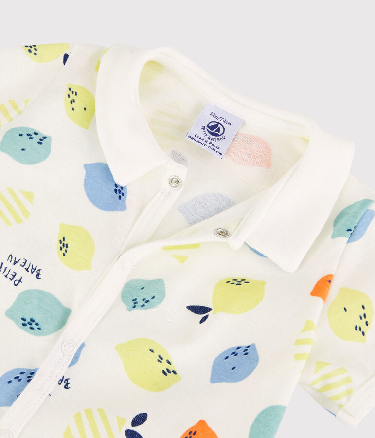 Combicourt citron b&eacute;b&eacute; en coton biologique blanc MARSHMALLOW/blanc MULTICO