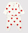 Ensemble 3 pièces imprimé cœur en coton bio bébé blanc MARSHMALLOW/rouge TERKUIT