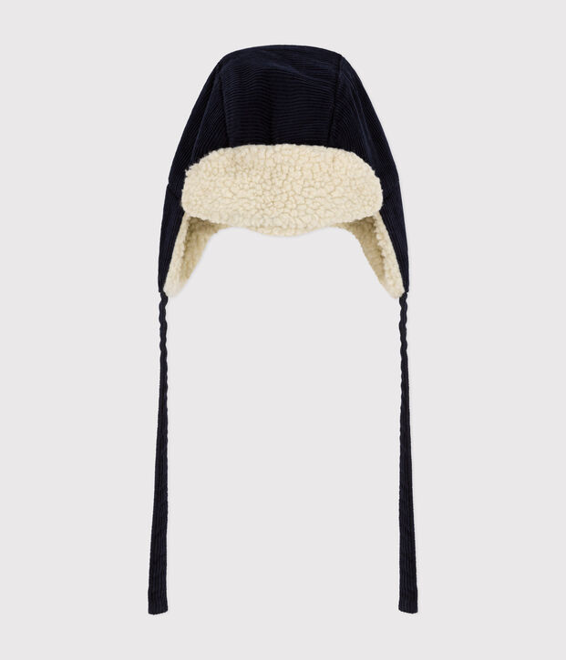 Chapka en velours et en sherpa b&eacute;b&eacute; bleu marine