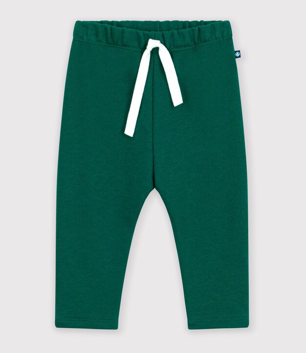 Pantalon de jogging b&eacute;b&eacute; en coton uni vert fonc&eacute;