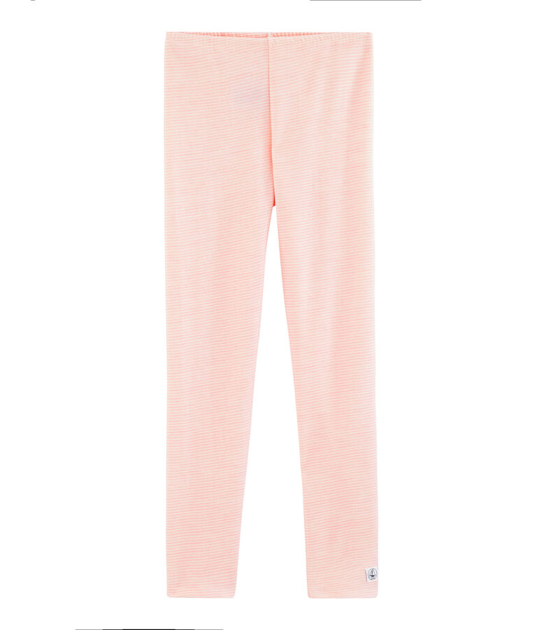 Legging enfant en laine et coton rose CHARME/blanc MARSHMALLOW