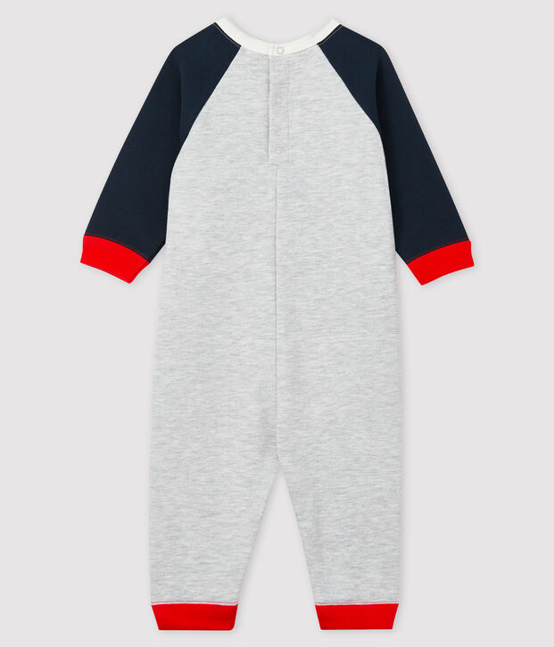 Combinaison longue b&eacute;b&eacute; gar&ccedil;on gris/bleu