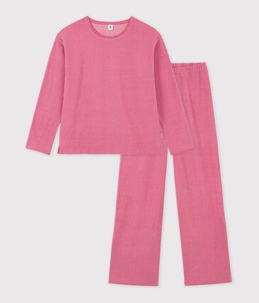 Pyjama femme en velours côtelé uni