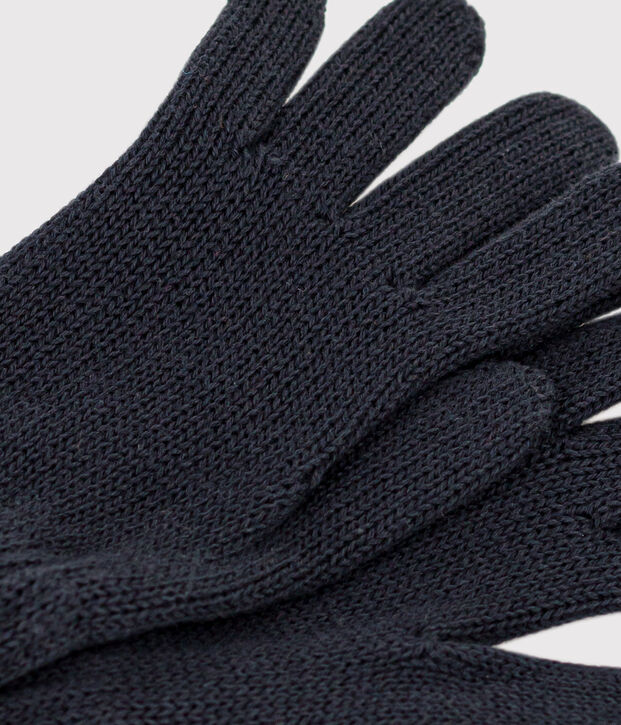 Gants enfant en tricot unies bleu marine