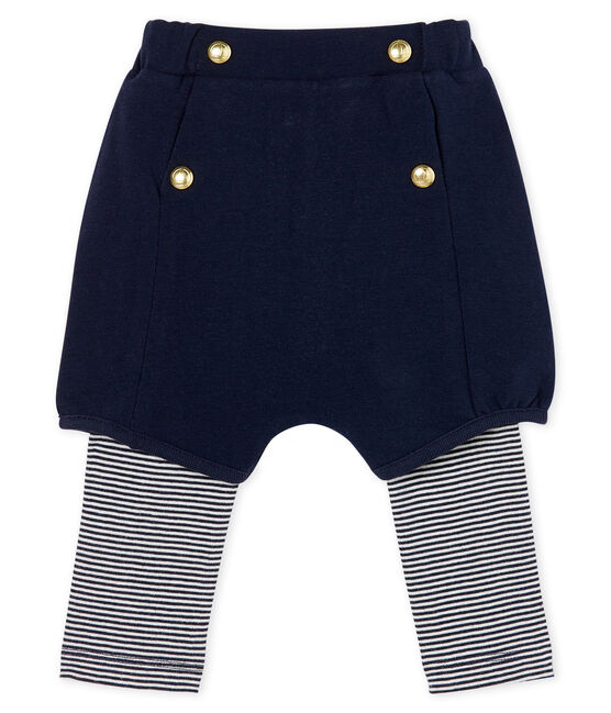 Legging avec short bébé fille bleu SMOKING/blanc MARSHMALLOW