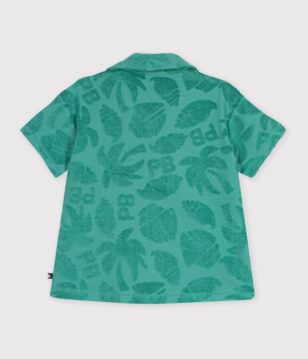 Chemise enfant en coton &agrave; manches courtes vert
