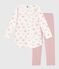 Chemise de nuit et legging enfant en molleton imprimé cœurs rose JOLI/blanc MULTICO