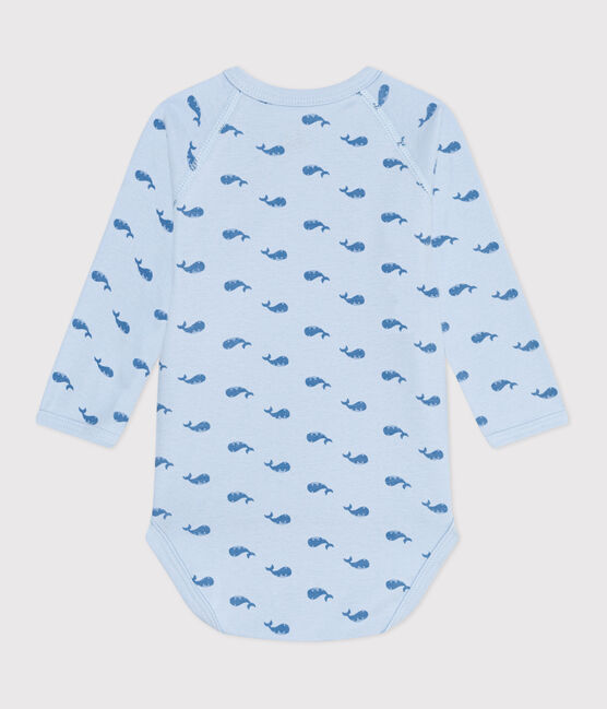 Body croisés manches longues en coton bébé bleu TOUDOU/ ALASKA