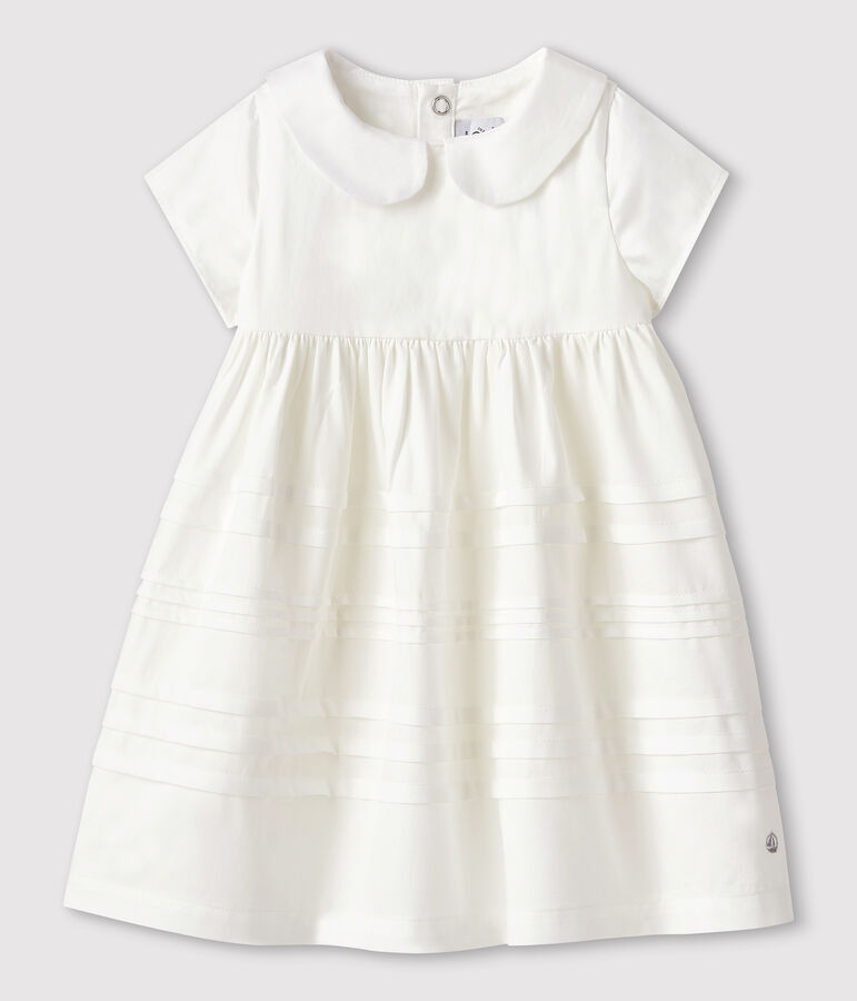 Robe c&eacute;r&eacute;monie en satin b&eacute;b&eacute; fille blanc