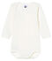 Body manches longues bébé garçon blanc MARSHMALLOW/bleu ACIER