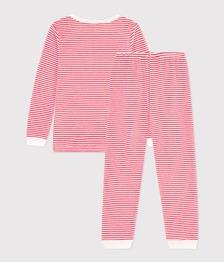 Pyjama ray&eacute; en velours enfant rouge MARSHMALLOW/blanc CORRIDA
