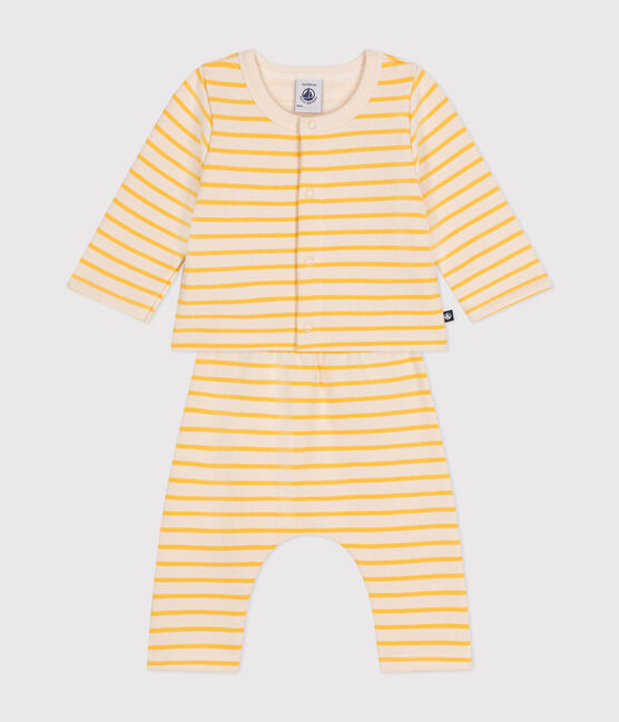 Ensemble 2 pièces en molleton gratté bébé jaune AVALANCHE/blanc DAISY
