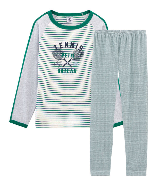Pyjama petit gar&ccedil;on en c&ocirc;te blanc/multicouleur