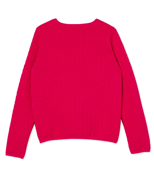 Cardigan fille en tubique matelass&eacute; rose Flashy