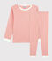 Pyjama rayé milleraies en coton enfant rose PAPAYE/ MARSHMALLOW