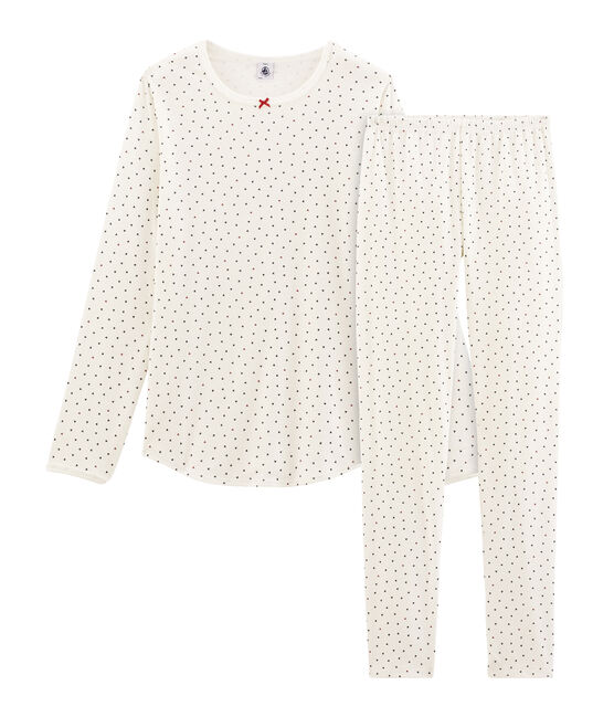 Pyjama fille en côte blanc MARSHMALLOW/blanc MULTICO