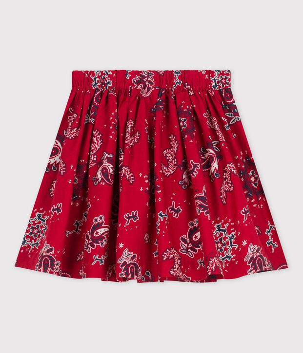 Jupe en popeline imprim&eacute;e enfant fille rouge/multicouleur