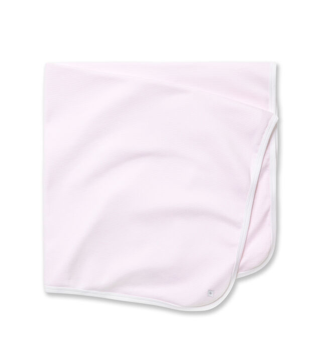 Drap b&eacute;b&eacute; ray&eacute; milleraies rose/blanc