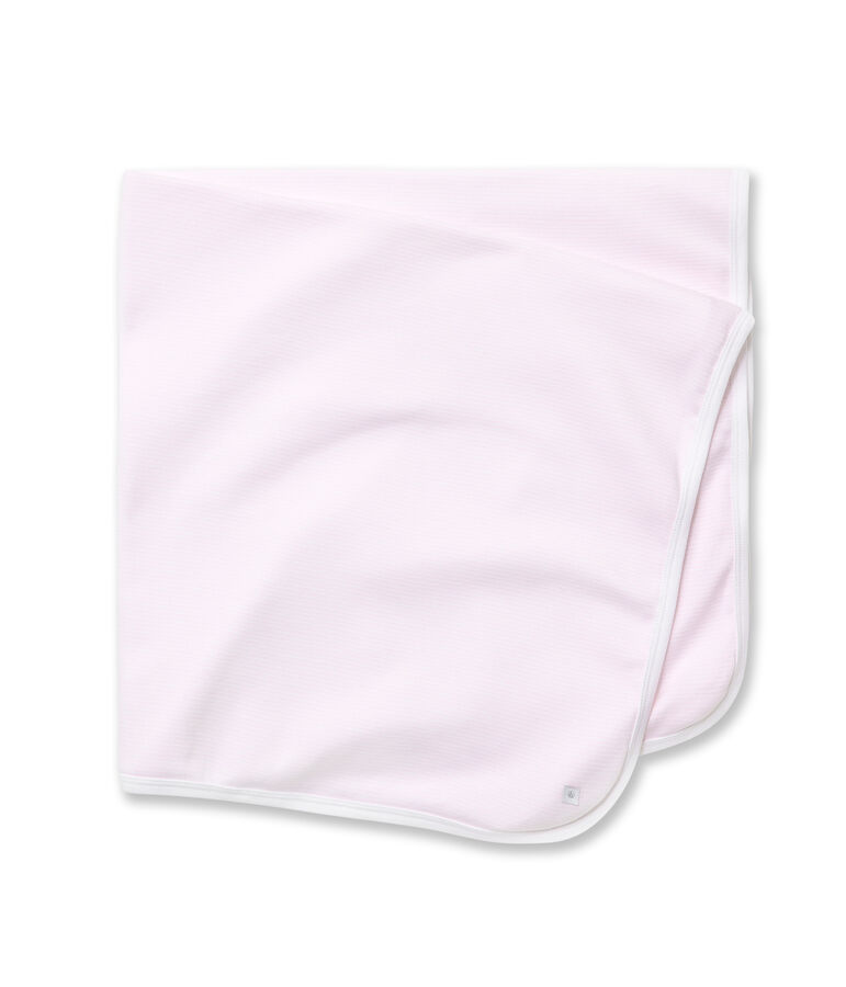 Drap b&eacute;b&eacute; ray&eacute; milleraies rose VIENNE/blanc ECUME