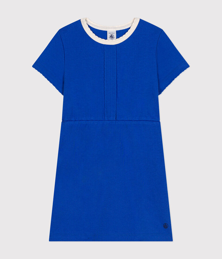 Robe manches courtes en coton enfant fille bleu CALVIN