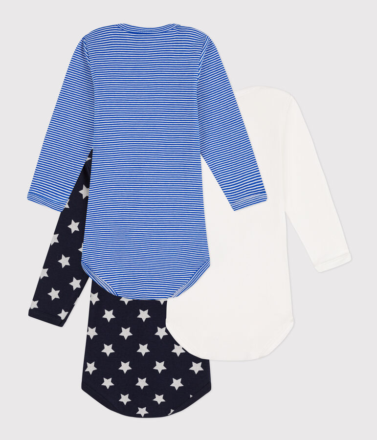 Lot de 3 bodies manches longues &eacute;toiles en coton multicouleur