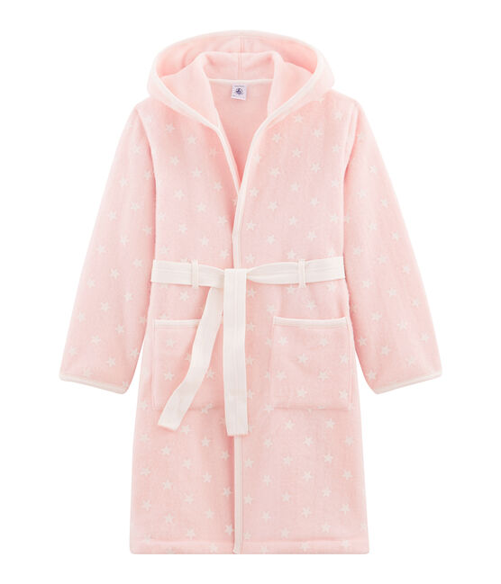 Robe de chambre enfant en polaire rose MINOIS/blanc MARSHMALLOW