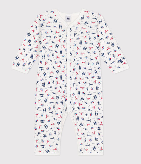 Pyjama bébé en coton sans pieds imprimé blanc ECUME/ JASMIN/ MULTICO