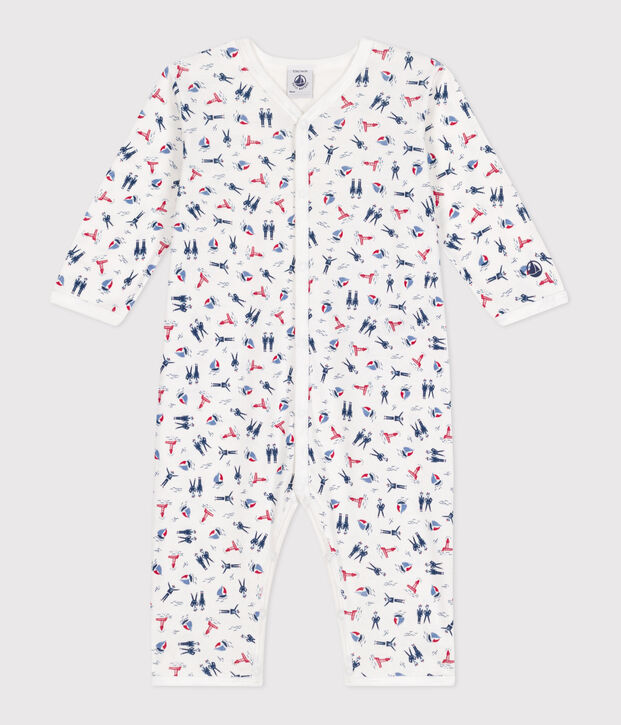 Pyjama b&eacute;b&eacute; en coton sans pieds imprim&eacute; blanc/bleu/multicouleur
