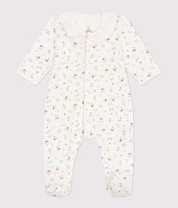Pyjama bébé en coton à col fleuri