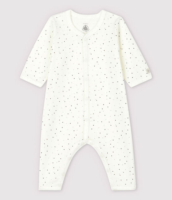Dors-bien sans pieds blanc à étoiles bébé en coton biologique blanc MARSHMALLOW/blanc MULTICO