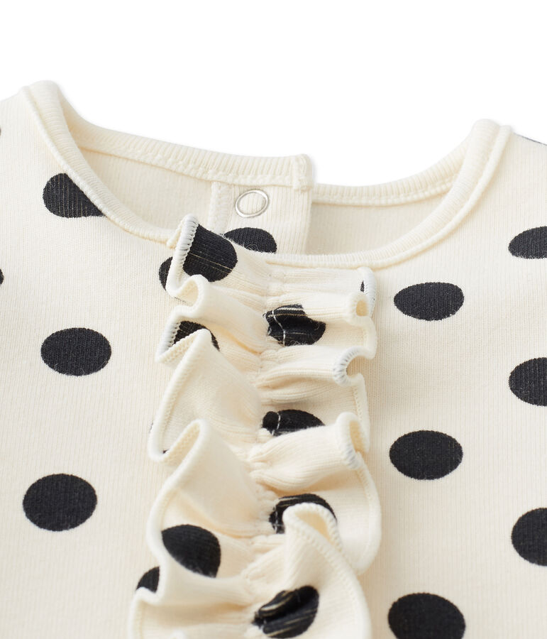 Robe b&eacute;b&eacute; fille &agrave; pois blanc/gris