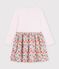 Robe enfant en coton manches longues &agrave; fleurs blanc/multicouleur