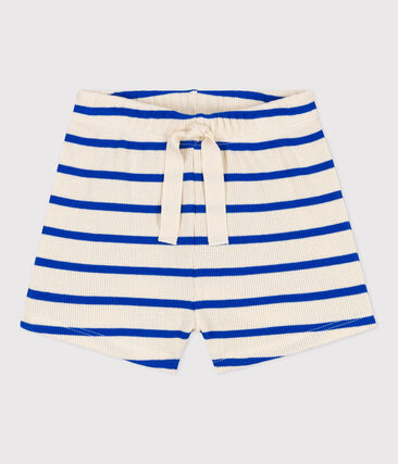 PETIT BATEAU - Short bébé en maille côtelée rayée