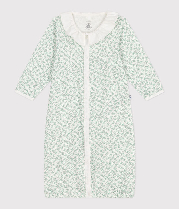 Combisac b&eacute;b&eacute; en coton &agrave; col fleuri blanc/multicouleur