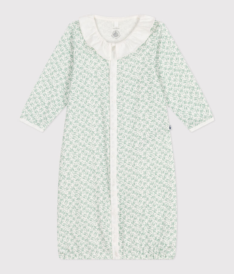 Combisac b&eacute;b&eacute; en coton &agrave; col fleuri blanc/multicouleur