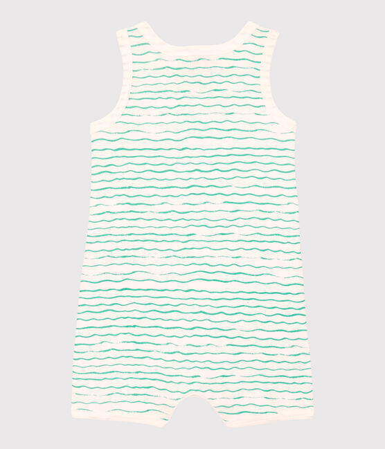 Combicourt vagues bébé en coton blanc MARSHMALLOW/ VERT