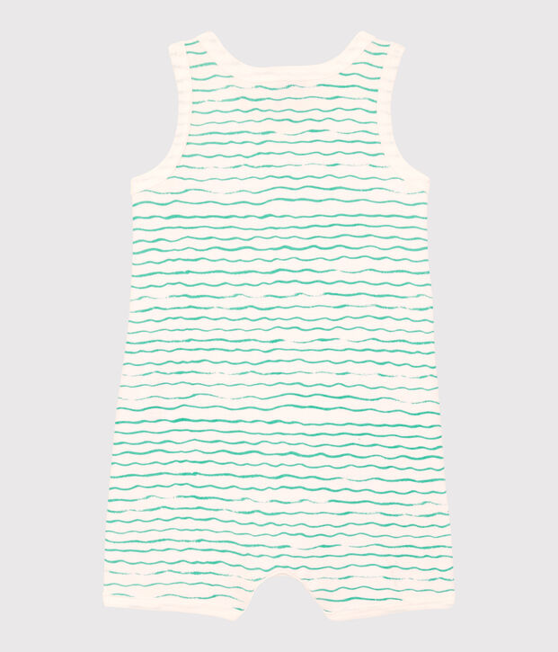 Combicourt vagues b&eacute;b&eacute; en coton blanc/vert