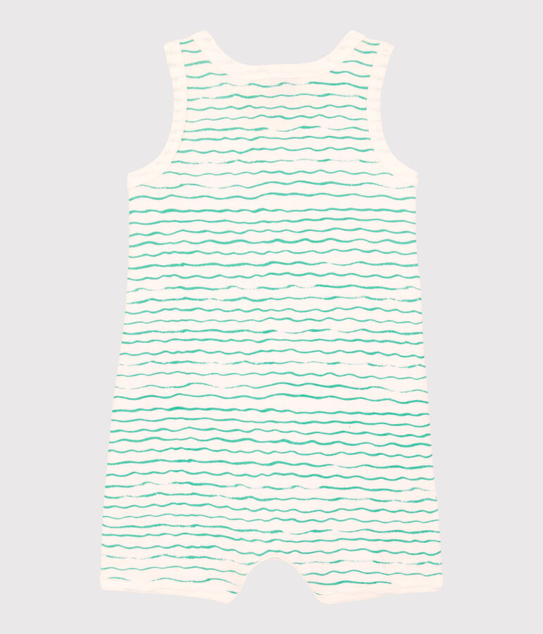 Combicourt vagues b&eacute;b&eacute; en coton blanc MARSHMALLOW/ VERT