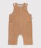 Combinaison longue b&eacute;b&eacute; en velours uni beige fonc&eacute;