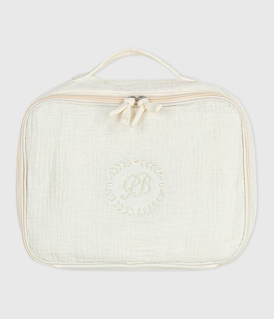 Valisette naissance en gaze de coton brodé blanc MARSHMALLOW