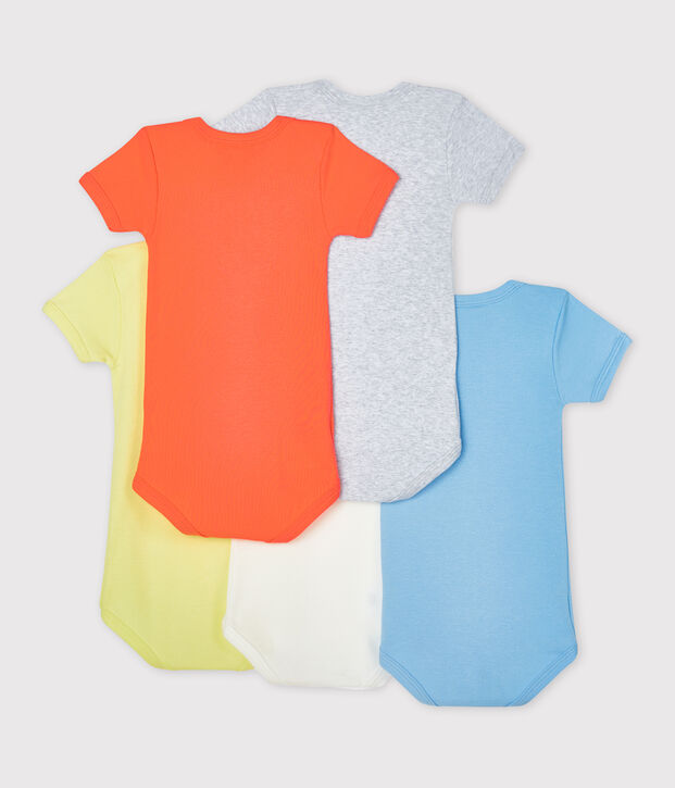 Lot de 5 bodies manches courtes b&eacute;b&eacute; gar&ccedil;on multicouleur