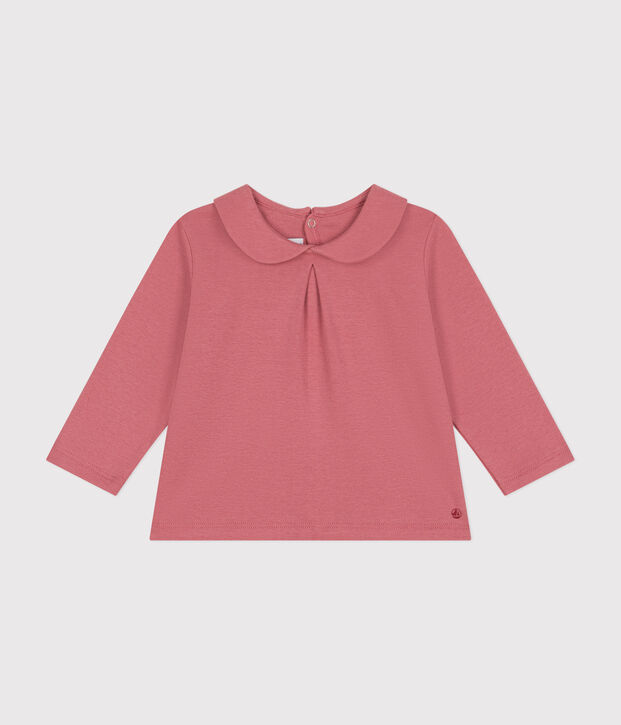 Blouse avec col en coton b&eacute;b&eacute; rose