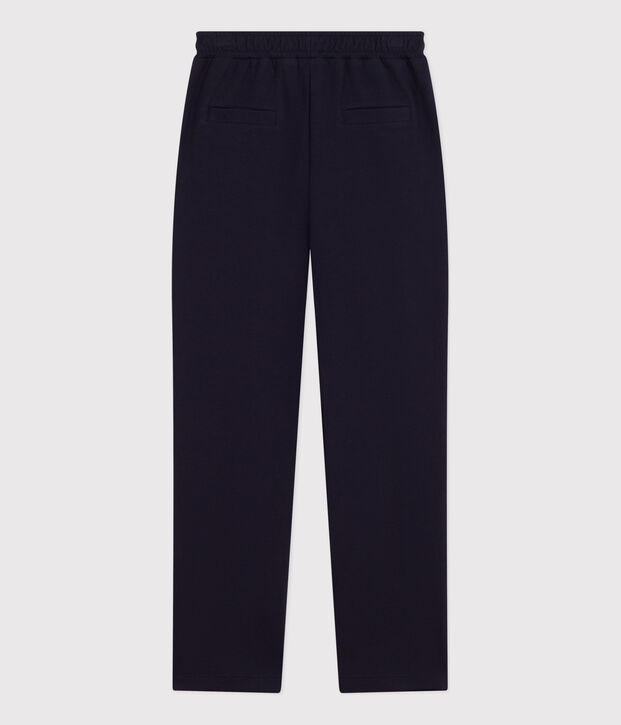 Pantalon en coton et &eacute;lasthanne femme bleu marine