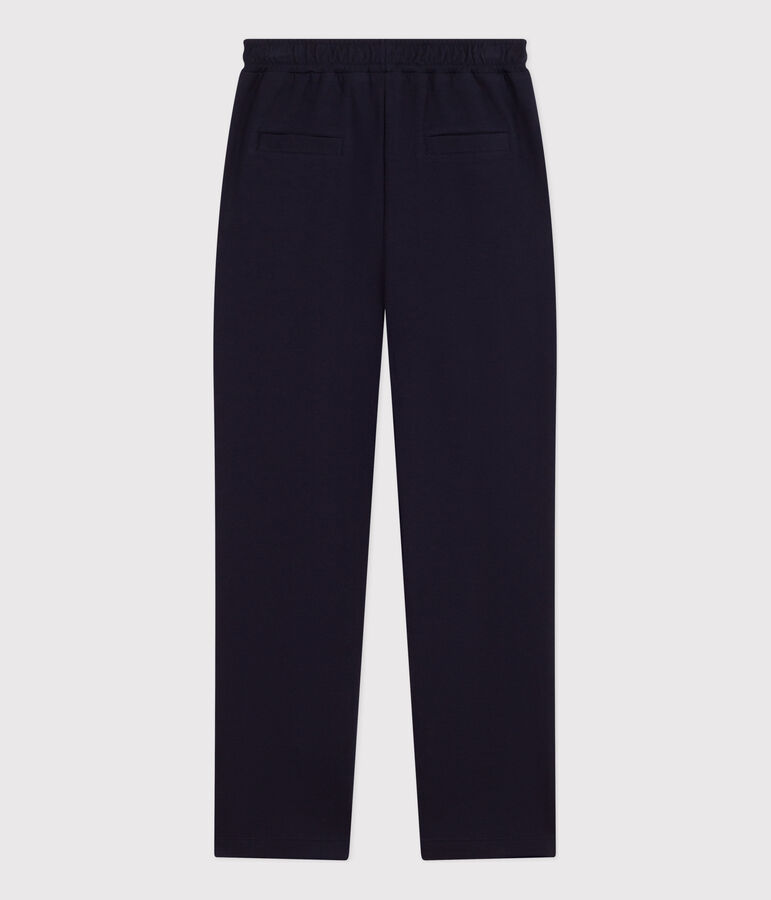 Pantalon en coton et &eacute;lasthanne femme bleu