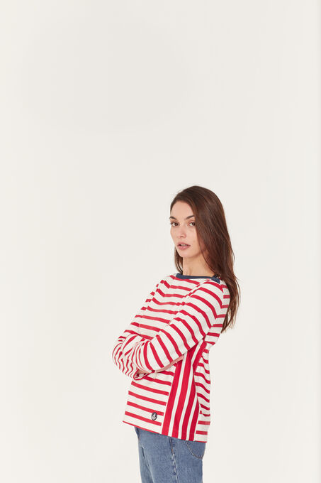 Marinière femme rouge TERKUIT/blanc MARSHMALLOW