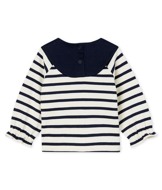 Marinière bébé fille revisitée beige COQUILLE/bleu SMOKING CN