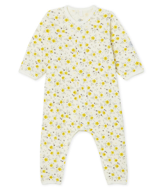 Combinaison longue bébé en laine et coton blanc MARSHMALLOW/blanc MULTICO