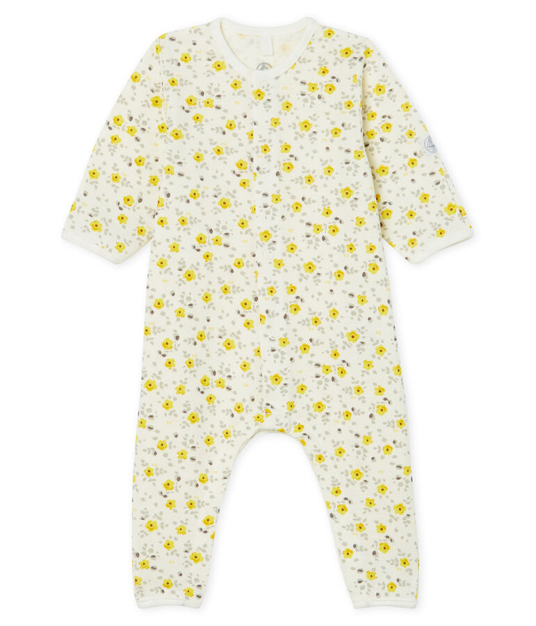 Combinaison longue b&eacute;b&eacute; en laine et coton blanc/multicouleur